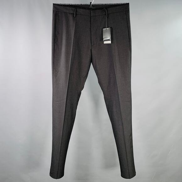 DSQUARED2 Size 38 Grey Black Checkered Wool Raw Edge Dress Pants - Picture 1 of 8